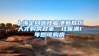 上海定向优化临港新片区人才购房政策：社保满1年即可购房