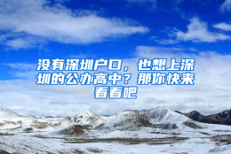 没有深圳户口，也想上深圳的公办高中？那你快来看看吧