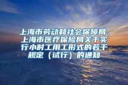 上海市劳动和社会保障局、上海市医疗保险局关于实行小时工用工形式的若干规定（试行）的通知