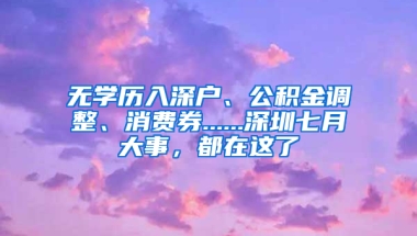 无学历入深户、公积金调整、消费券......深圳七月大事，都在这了