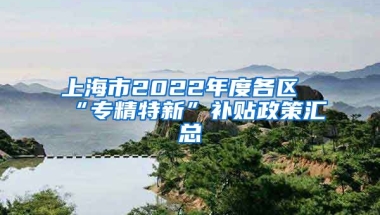 上海市2022年度各区“专精特新”补贴政策汇总