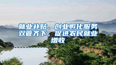 就业补贴、创业孵化服务双管齐下，促进农民就业增收