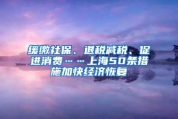 缓缴社保、退税减税、促进消费……上海50条措施加快经济恢复