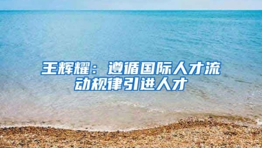 王辉耀：遵循国际人才流动规律引进人才