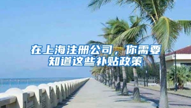 在上海注册公司，你需要知道这些补贴政策