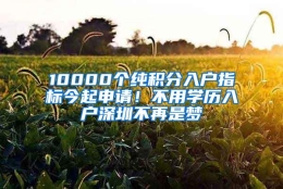 10000个纯积分入户指标今起申请！不用学历入户深圳不再是梦