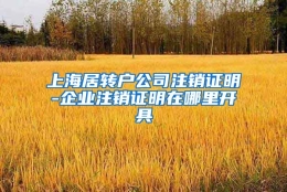 上海居转户公司注销证明-企业注销证明在哪里开具