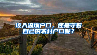 该入深圳户口，还是守着自己的农村户口呢？