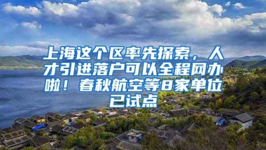 上海这个区率先探索，人才引进落户可以全程网办啦！春秋航空等8家单位已试点