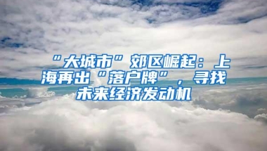 “大城市”郊区崛起：上海再出“落户牌”，寻找未来经济发动机