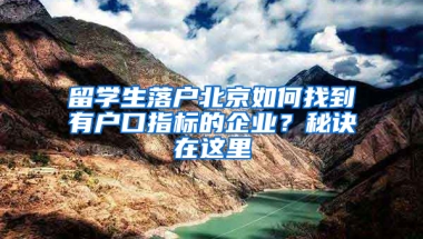 留学生落户北京如何找到有户口指标的企业？秘诀在这里