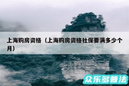 上海购房资格（上海购房资格社保要满多少个月）