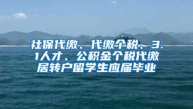 社保代缴、代缴个税、3.1人才、公积金个税代缴居转户留学生应届毕业