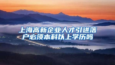 上海高新企业人才引进落户必须本科以上学历吗