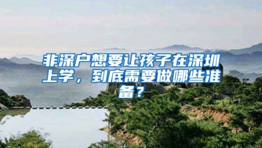 非深户想要让孩子在深圳上学，到底需要做哪些准备？