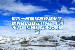 每招一名应届高校毕业生，就有2000元补贴！上海出台一系列稳就业政策措施