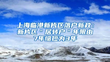 上海临港新片区落户新政：新片区＂居转户＂年限由7年缩短为3年