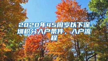 2020年45周岁以下深圳积分入户条件，入户流程