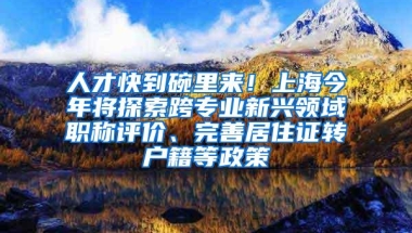 人才快到碗里来！上海今年将探索跨专业新兴领域职称评价、完善居住证转户籍等政策