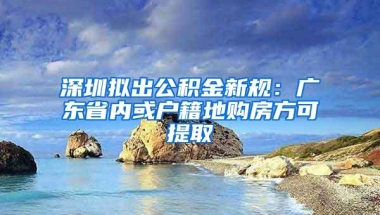 深圳拟出公积金新规：广东省内或户籍地购房方可提取