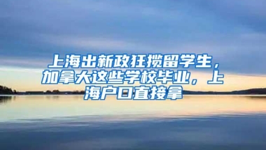 上海出新政狂揽留学生，加拿大这些学校毕业，上海户口直接拿