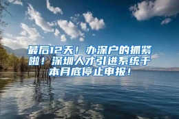 最后12天！办深户的抓紧啦！深圳人才引进系统于本月底停止申报！