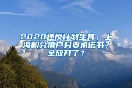 2020违反计划生育，上海积分落户只要承诺书？全放开了？