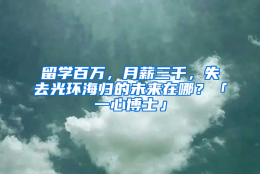 留学百万，月薪三千，失去光环海归的未来在哪？「一心博士」