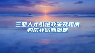 三亚人才引进政策及租房购房补贴新规定