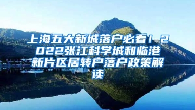 上海五大新城落户必看！2022张江科学城和临港新片区居转户落户政策解读