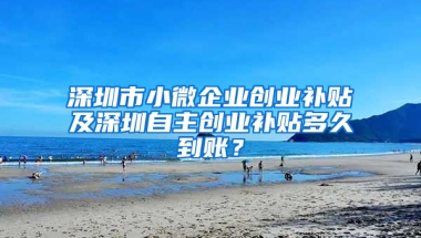 深圳市小微企业创业补贴及深圳自主创业补贴多久到账？