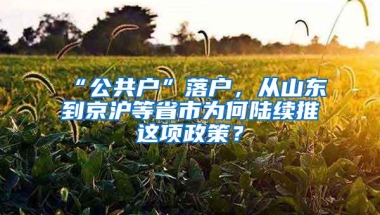 “公共户”落户，从山东到京沪等省市为何陆续推岀这项政策？