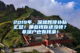 2019年，深圳各项补贴汇总！哪些钱你还没领？非深户也有钱拿！