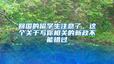 回国的留学生注意了，这个关于与你相关的新政不能错过