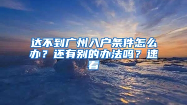 达不到广州入户条件怎么办？还有别的办法吗？速看