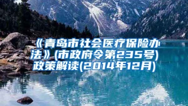 《青岛市社会医疗保险办法》(市政府令第235号)政策解读(2014年12月)