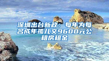 深圳出台新政：每年为每名成年孤儿交9600元公租房租金