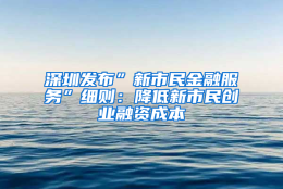 深圳发布”新市民金融服务”细则：降低新市民创业融资成本