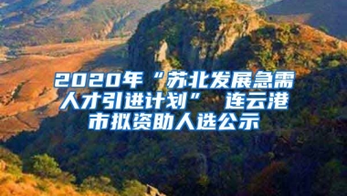 2020年“苏北发展急需人才引进计划” 连云港市拟资助人选公示