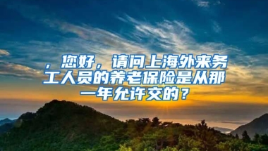 ，您好，请问上海外来务工人员的养老保险是从那一年允许交的？