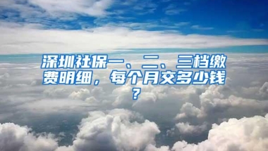 深圳社保一、二、三档缴费明细，每个月交多少钱？