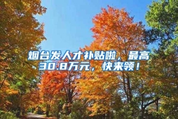 烟台发人才补贴啦，最高30.8万元，快来领！