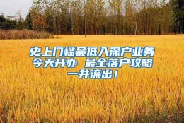 史上门槛最低入深户业务今天开办 最全落户攻略一并流出！