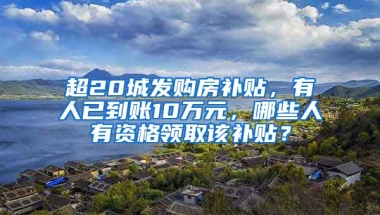 超20城发购房补贴，有人已到账10万元，哪些人有资格领取该补贴？