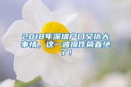 2018年深圳户口又搞大事情，这一波操作简直绝了！