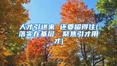 人才引进来 还要留得住(落实在基层·聚焦引才用才)