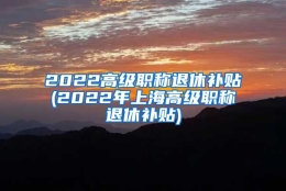 2022高级职称退休补贴(2022年上海高级职称退休补贴)