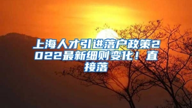 上海人才引进落户政策2022最新细则变化！直接落