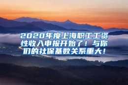 2020年度上海职工工资性收入申报开始了！与你们的社保基数关系重大！