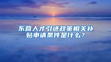 东营人才引进政策相关补贴申请条件是什么？